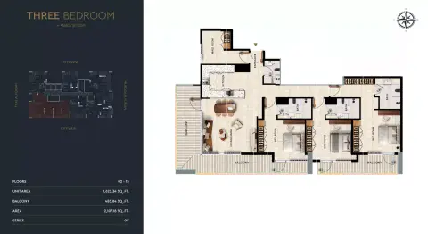 Kingdom Gate: Floor plan Type A, 2,107 sq ft