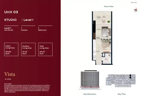 Vista: Floor plan Type 03, 465 sq ft