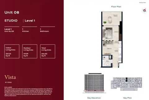Vista: Floor plan Type 08, 456 sq ft