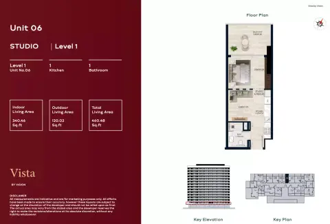 Vista: Floor plan Type 06, 460 sq ft