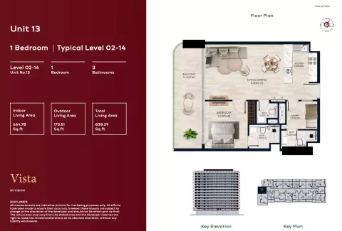 Vista: Floor plan Type 13, 838 sq ft