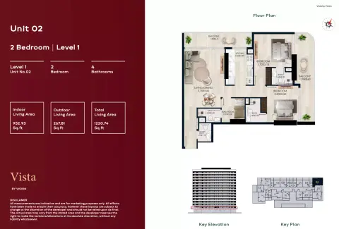 Vista: Floor plan Type 02, 1,220 sq ft