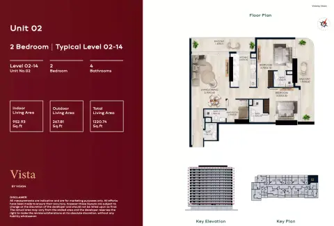 Vista: Floor plan Type 02, 1,220 sq ft