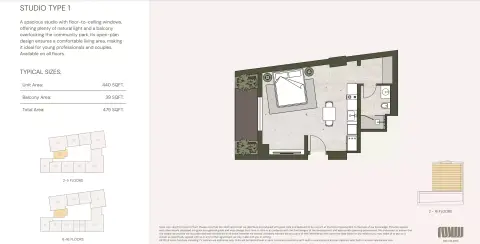 Aria Heights: Floor plan Type 1, 479 sq ft