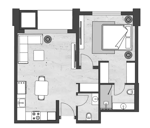 Aria Heights: Floor plan Type 3, 666 sq ft