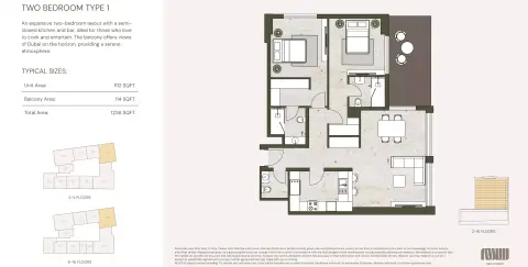 Aria Heights: Floor plan Type 2, 1,236 sq ft