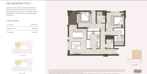 Aria Heights: Floor plan Type 2, 1,312 sq ft