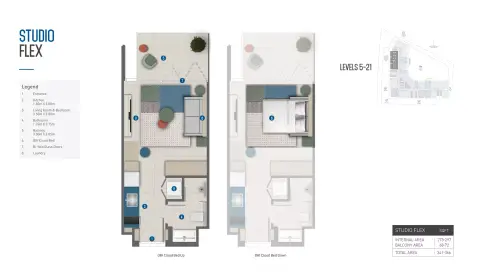 Rove Home Marasi Drive: Планировка Type B, 366 sq ft