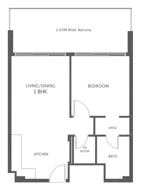 Al Haseen Residences Phase 5: Floor plan Type 1, 744 sq ft