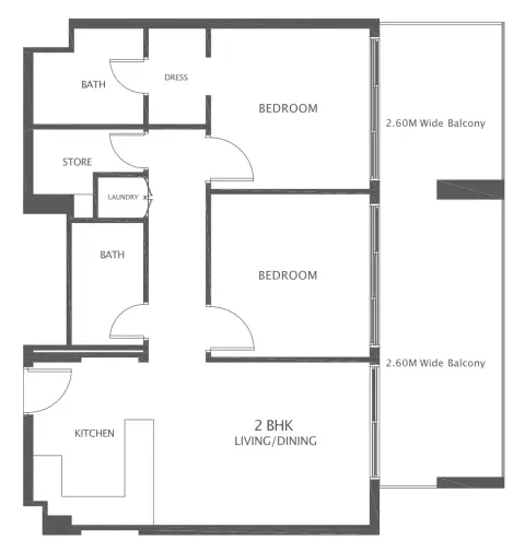 Al Haseen Residences Phase 5: Floor plan Type 1, 975 sq ft