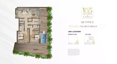 105 Residences: Floor plan Type 5, 1,852 sq ft