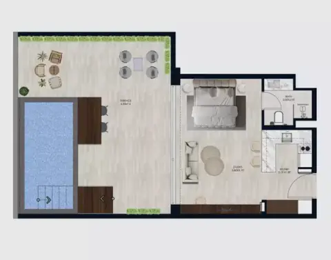 Coral By Vision: Floor plan Type A, 949 sq ft