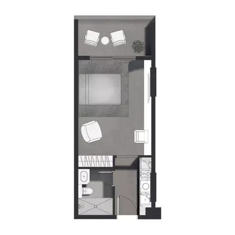 Aizel Tower: Floor plan Type A, 403 sq ft
