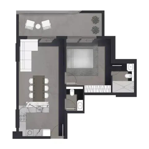 Aizel Tower: Floor plan Type A, 766 sq ft