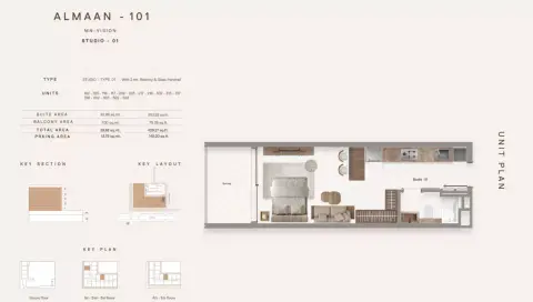 Almaan 101: Floor plan Type 01, 429 sq ft