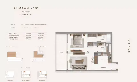 Almaan 101: Floor plan Type 04 Version 2, 817 sq ft