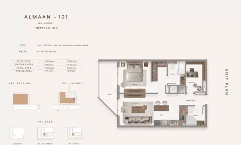 Almaan 101: Floor plan Type 02 A, 811 sq ft