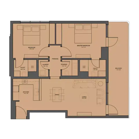 Rivo: Floor plan Type A, 1,195 sq ft