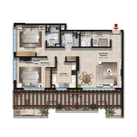The Spark: Планировка Type A, 851 sq ft