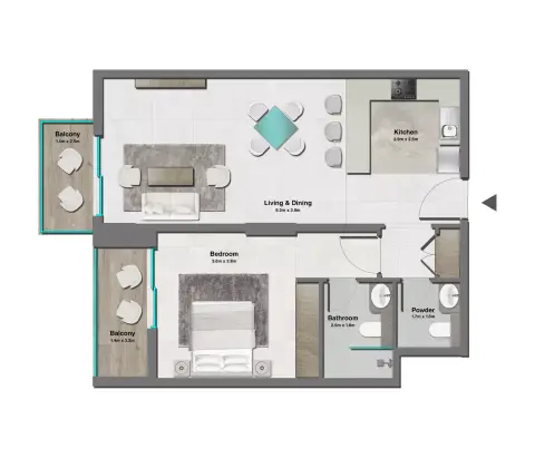 Pristine: Floor plan Type C, 822 sq ft