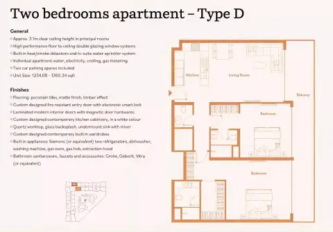 Luma Park Views: Floor plan Type D, 1,234 sq ft