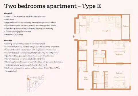 Luma Park Views: Floor plan Type E, 1,242 sq ft