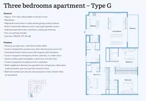 Luma Park Views: Floor plan Type G, 1,700 sq ft