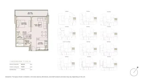 Nirvana Residence: Floor plan Type B, 775 sq ft
