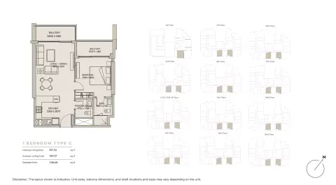 Nirvana Residence: Floor plan Type C, 748 sq ft
