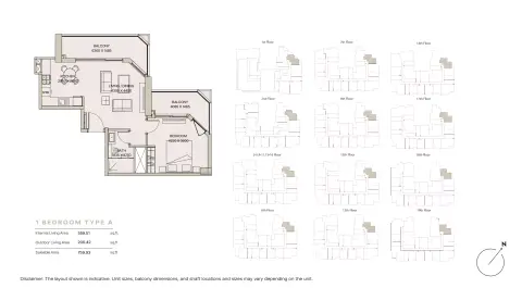 Nirvana Residence: Floor plan Type A, 759 sq ft