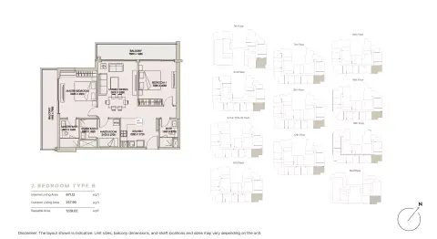 Nirvana Residence: Floor plan Type B, 1,229 sq ft