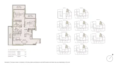 Nirvana Residence: Floor plan Type A, 1,216 sq ft