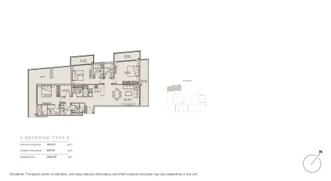 Nirvana Residence: Floor plan Type A, 2,092 sq ft
