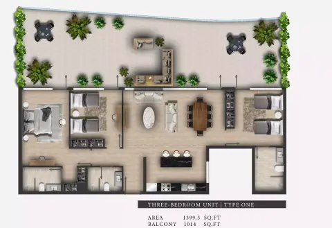 311 Boulevard: Floor plan Type One, 1,399 sq ft
