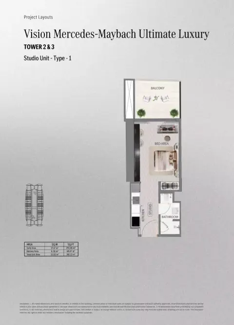Maybach Ultimate Luxury: Floor plan Type - 1, 362 sq ft