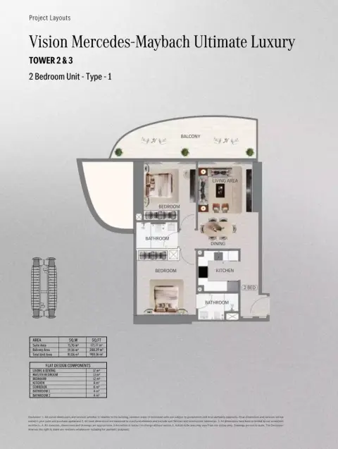 Maybach Ultimate Luxury: Floor plan Type - 1, 980 sq ft