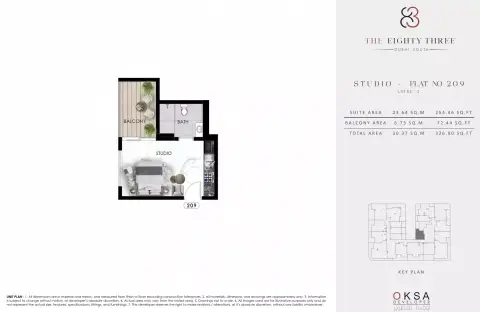 The Eighty Three: Floor plan Type 2, 326 sq ft