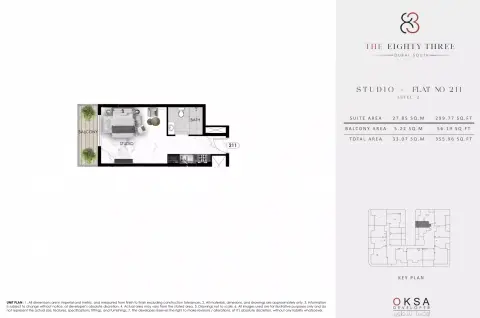 The Eighty Three: Floor plan Type 4, 355 sq ft