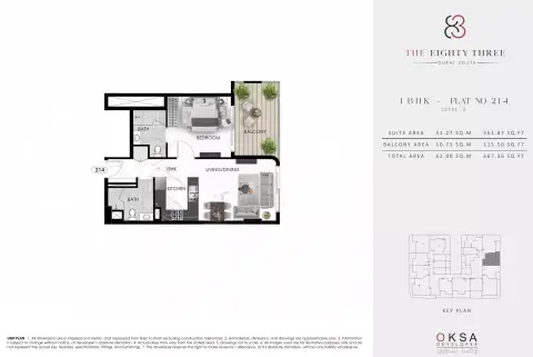 The Eighty Three: Floor plan Type 3, 667 sq ft