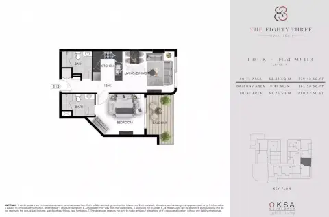 The Eighty Three: Floor plan Type 7, 680 sq ft