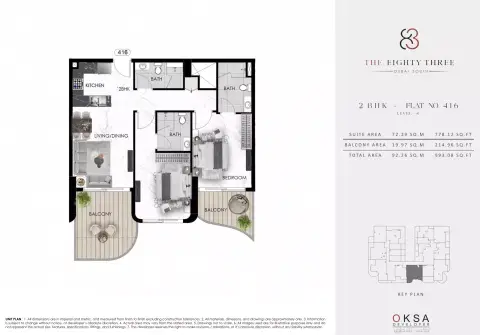 The Eighty Three: Floor plan Type 14, 993 sq ft