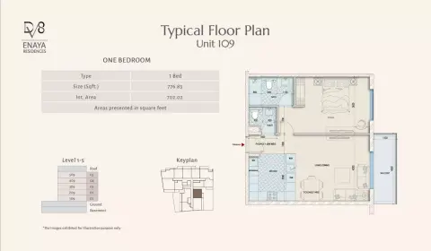 Enaya Residences: Floor plan Level 1-5, 776 sq ft