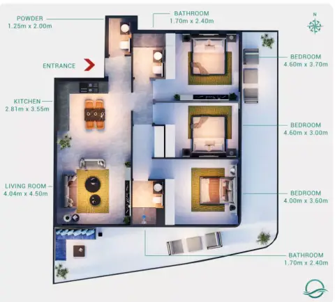 Milos: Floor plan Type 1, 1,643 sq ft