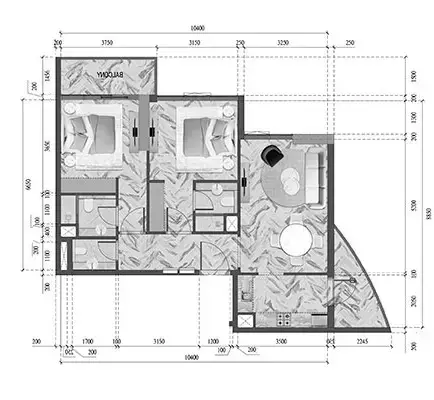 Red Square Tower: Floor plan Type 2511-A, 914 sq ft