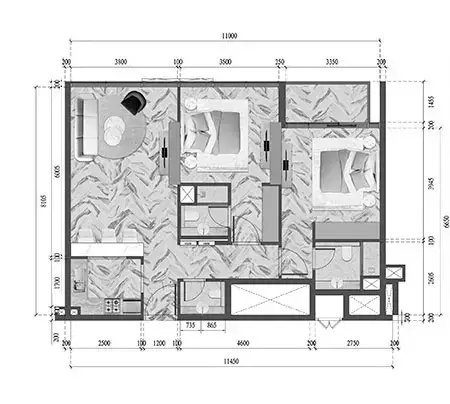 Red Square Tower: Floor plan Type 412-A, 923 sq ft