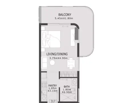 Elevia Residences Phase 3: Floor plan Type 317, 626 sq ft
