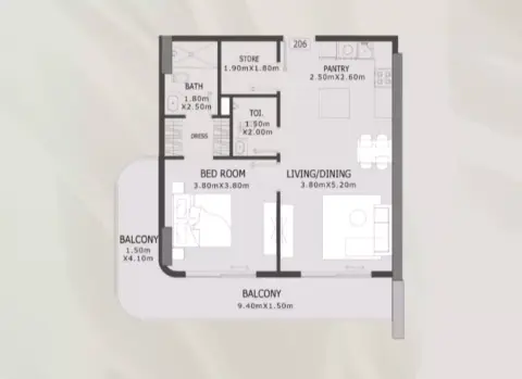 Elevia Residences Phase 3: Floor plan Type 206