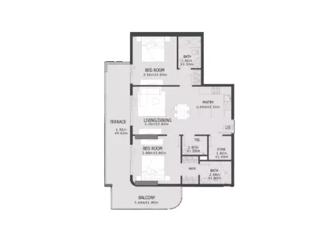 Elevia Residences Phase 3: Floor plan Type 120, 1,181 sq ft
