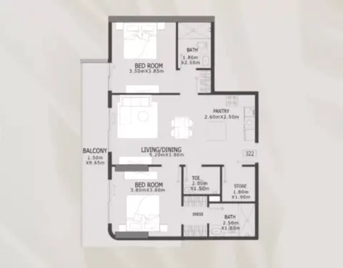 Elevia Residences Phase 3: Floor plan Type 322