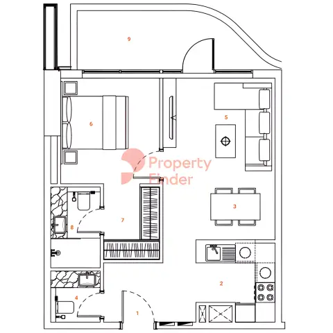 The Orchard Place: Plattegrond Type 5, 705 sq ft